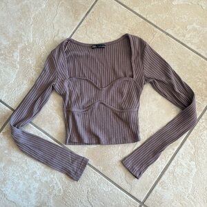 Zara ribbed crop top. Dusty purple.